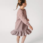 Pehr-Kids French Terry Ruffle Hem Dress-Plum-2