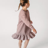Pehr-Kids French Terry Ruffle Hem Dress-Plum-2