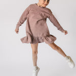 Pehr-Kids French Terry Ruffle Hem Dress-Plum-3