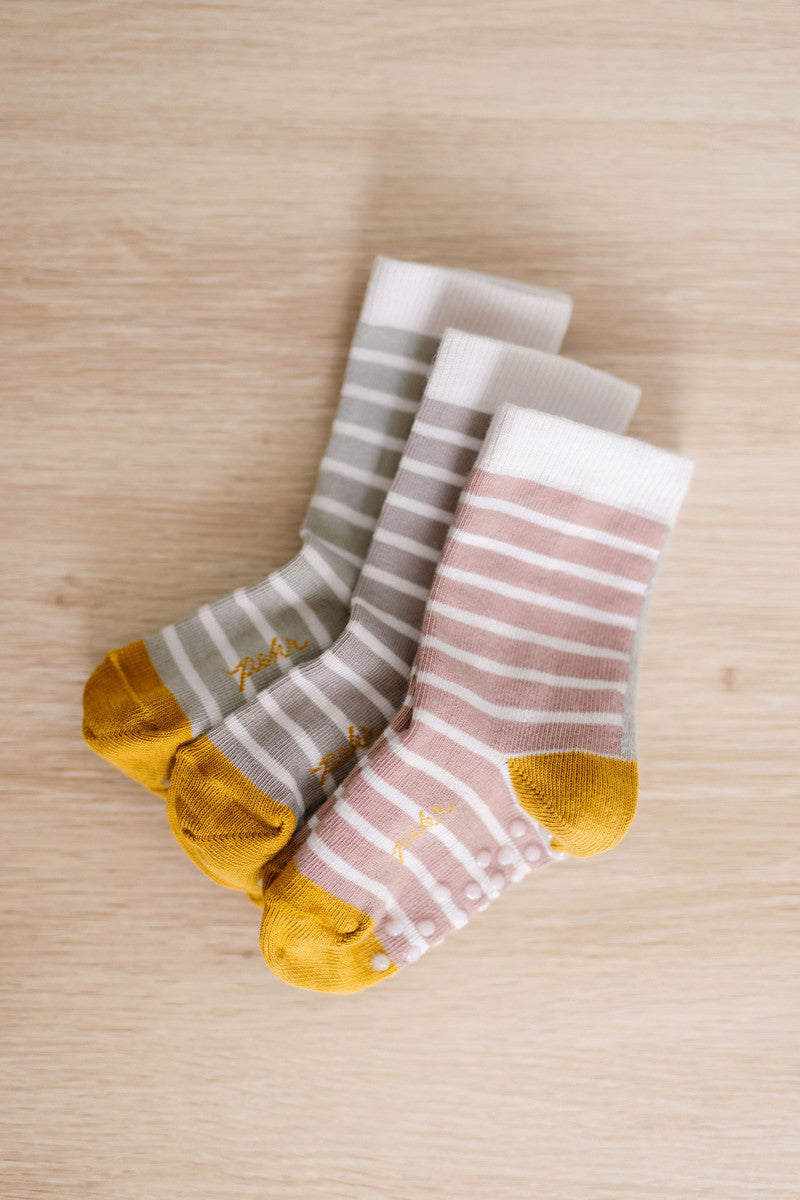 Pehr-Striped Crew Socks with Grips-Sage Stripe-2