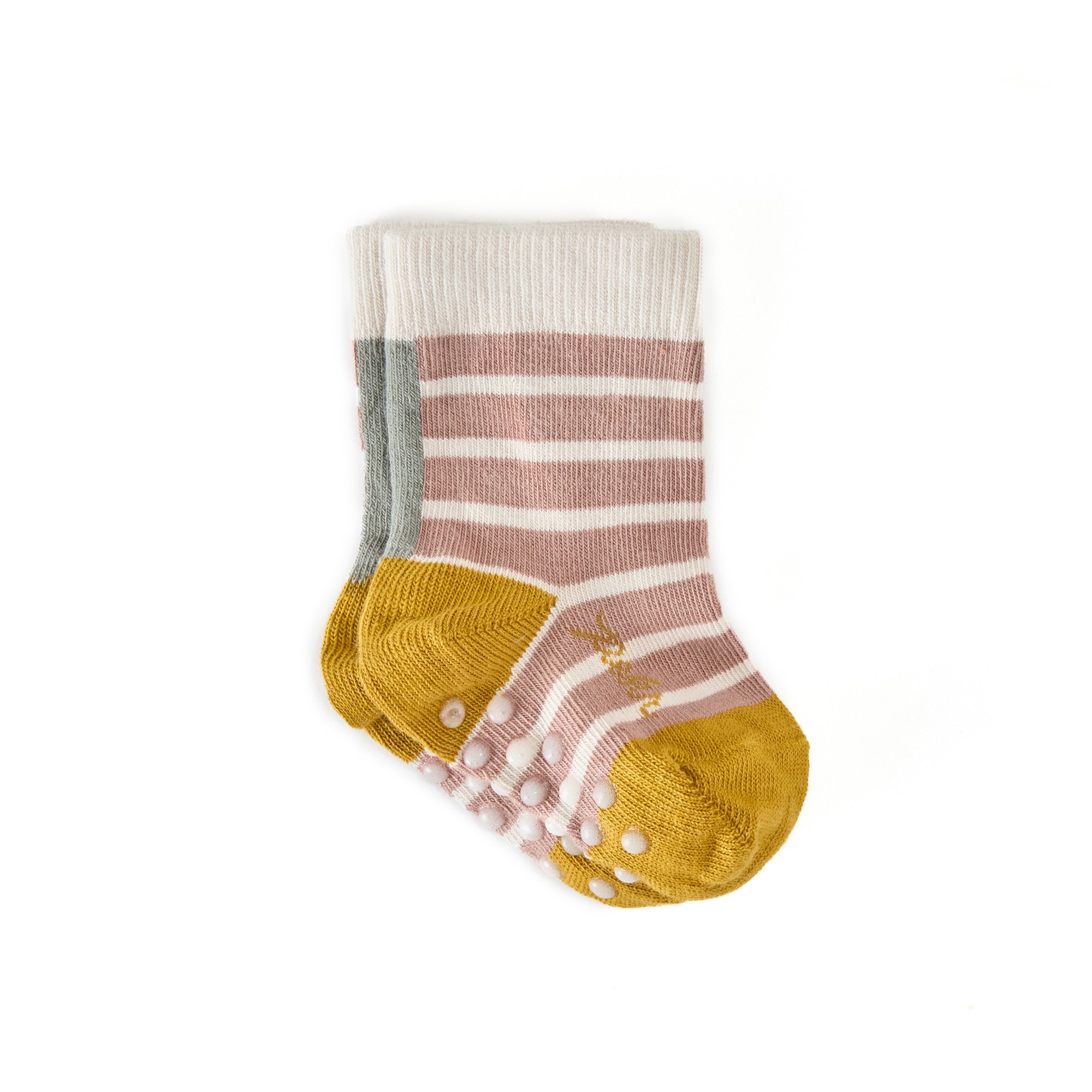 Pehr-Striped Crew Socks with Grips-Blossom Stripe-1