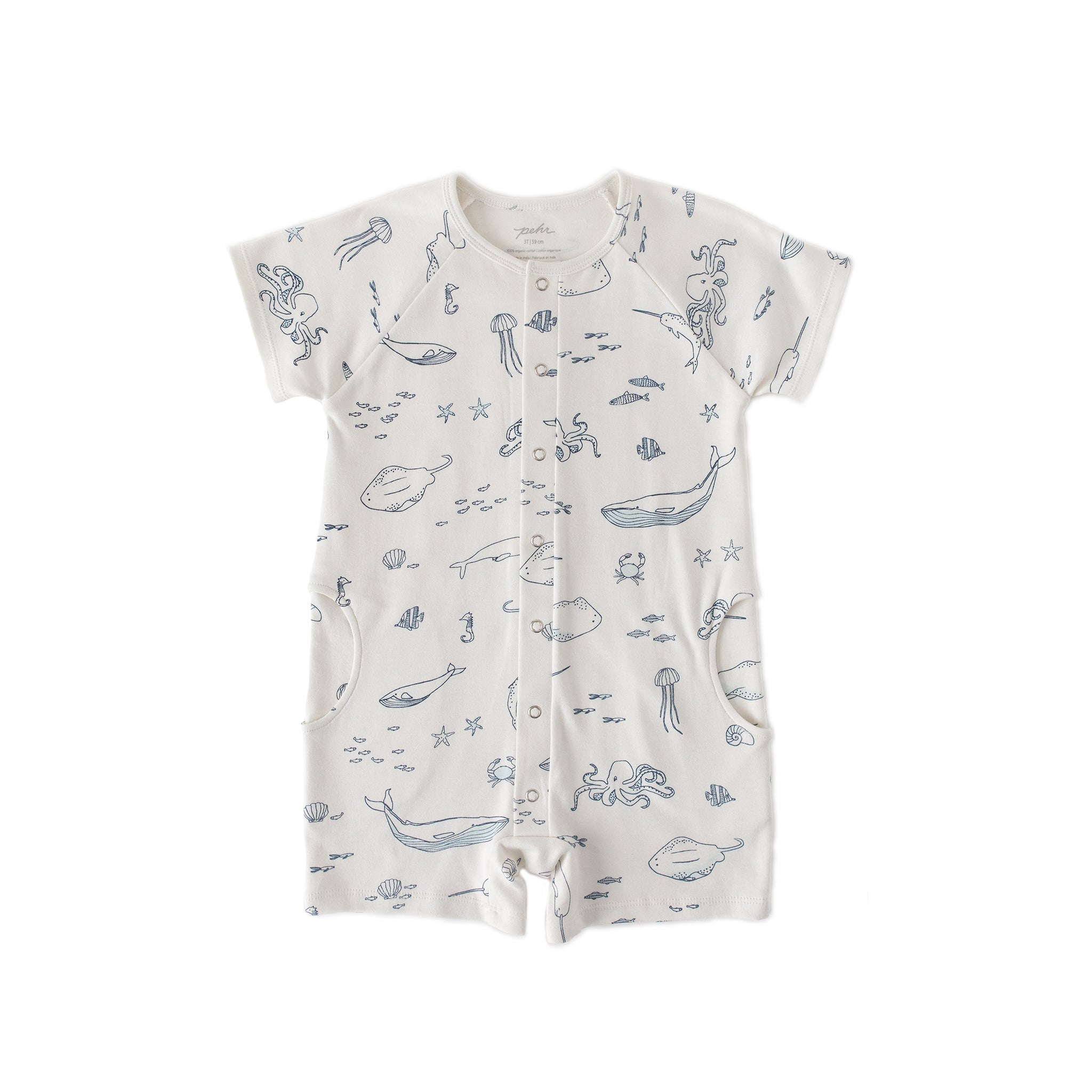 Short Sleeve Romper Romper Pehr Life Aquatic 18 - 24 mos.