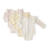 Pehr-Long Sleeve Ruffle One-Piece-Stripes Away Marigold-4