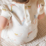 Pehr-Short Sleeve Puff Romper-Mermaid Melody-3