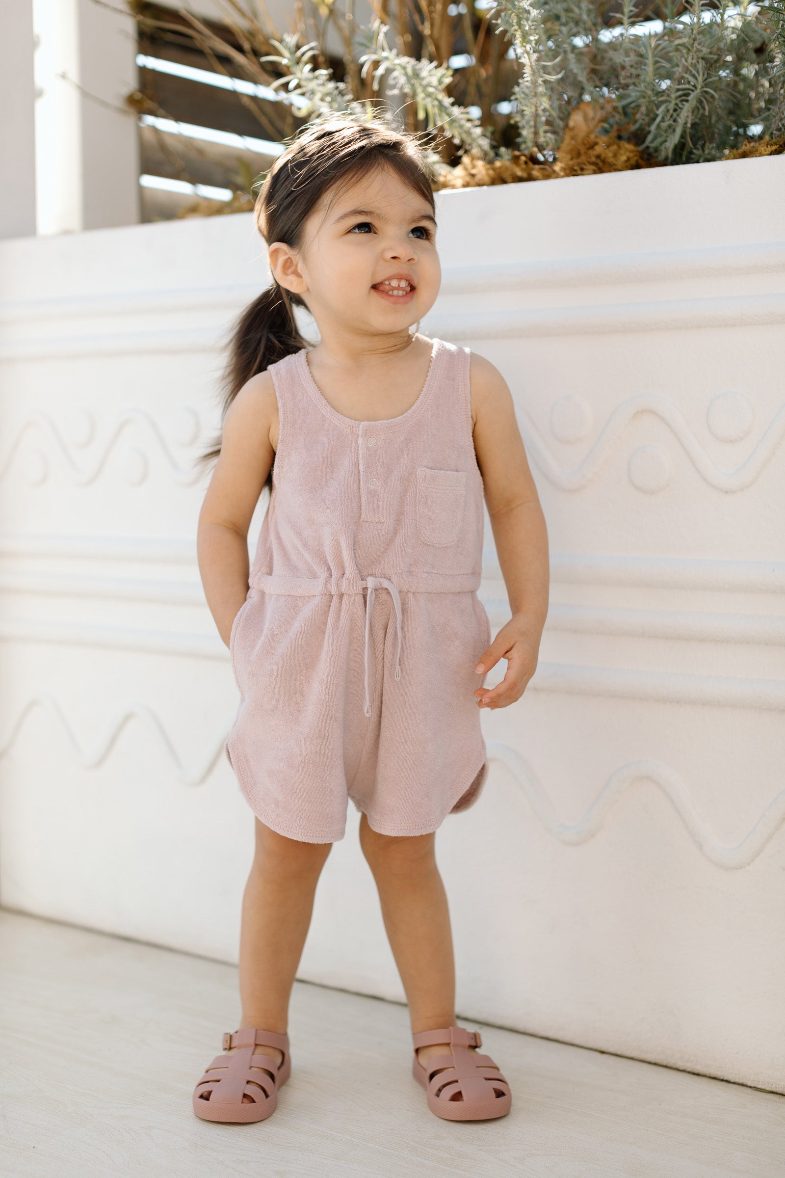 Pehr-Classic Terry Drawstring Romper-Lilac-4