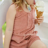 Classic Terry Drawstring Romper - Shell