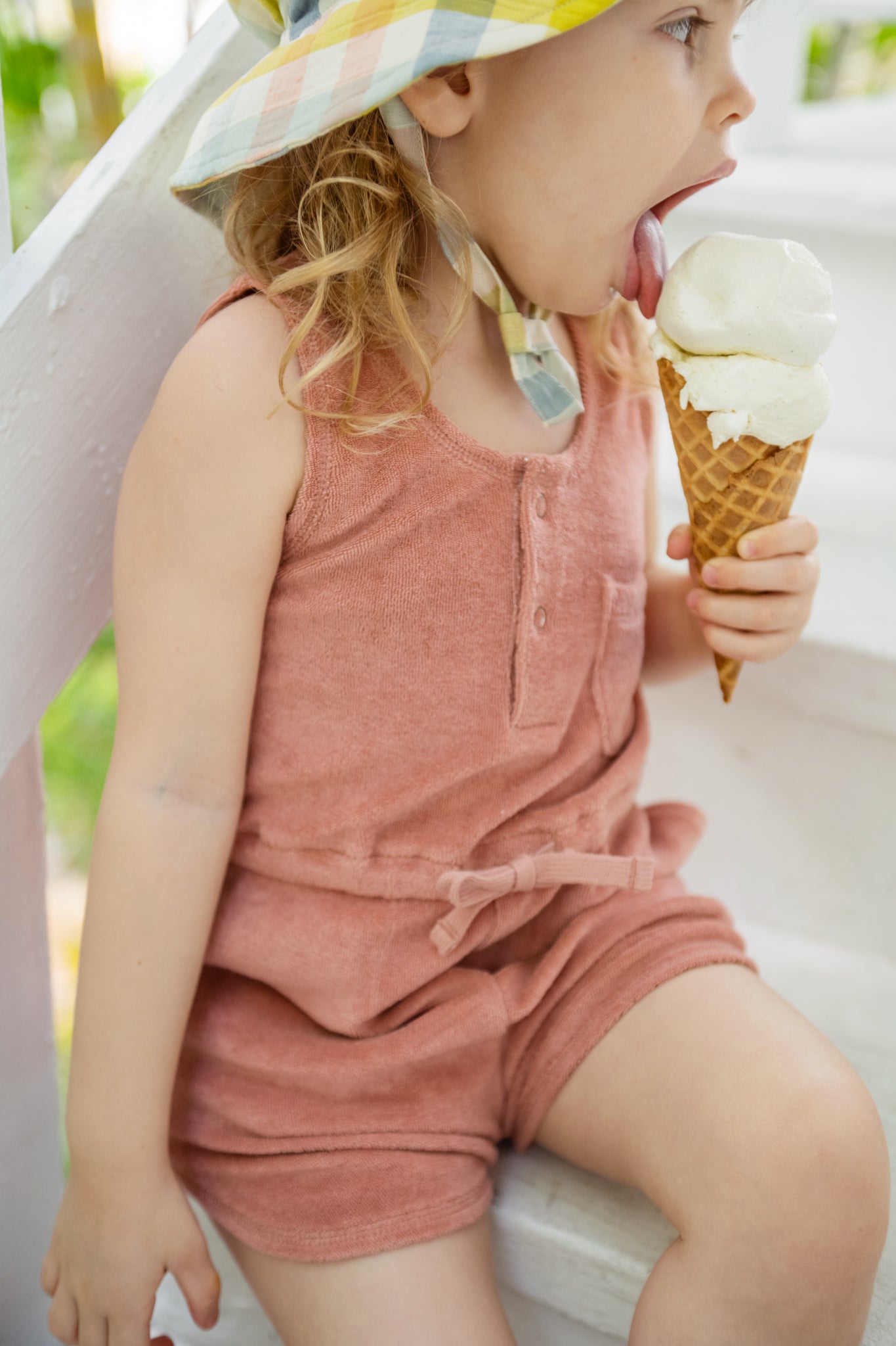 Classic Terry Drawstring Romper - Shell