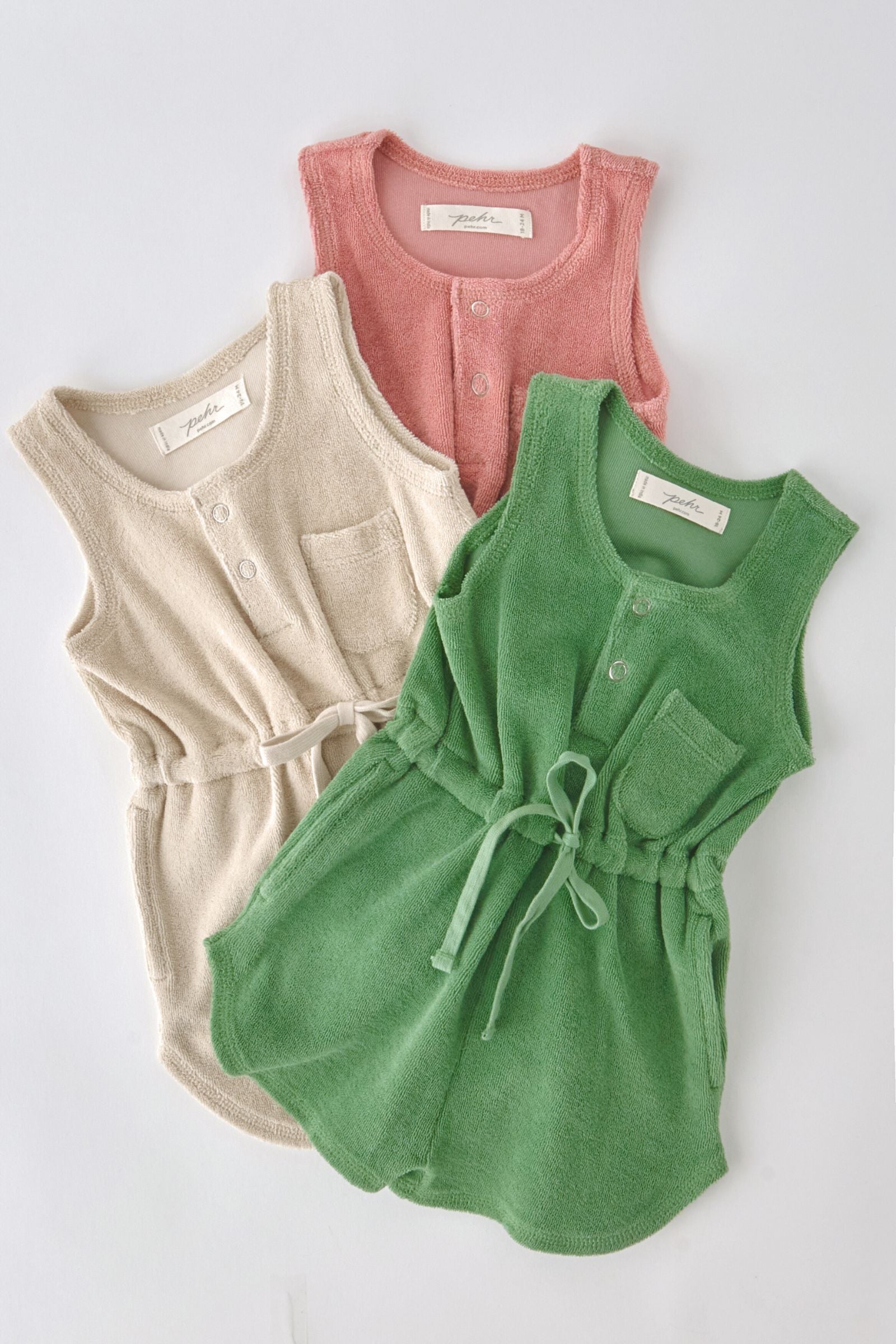 Classic Terry Drawstring Romper - Shell