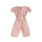 Vintage Twill Toddler Puff Sleeve Jumpsuit - Peony