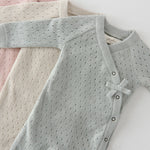 Pehr-Dotty Knit Kimono Romper-Natural-Newborn-2