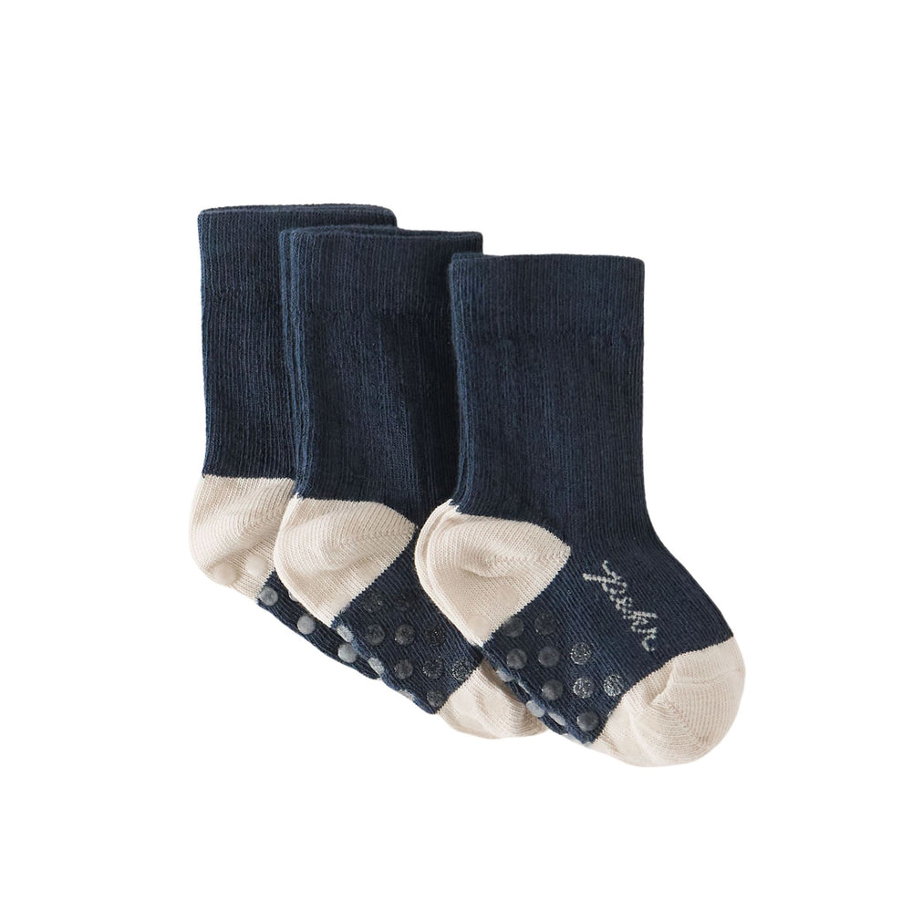 Crew Socks with Grips 3 - Pack 3-Piece Set Pehr Canada Ink Set 0 - 6 mos. 