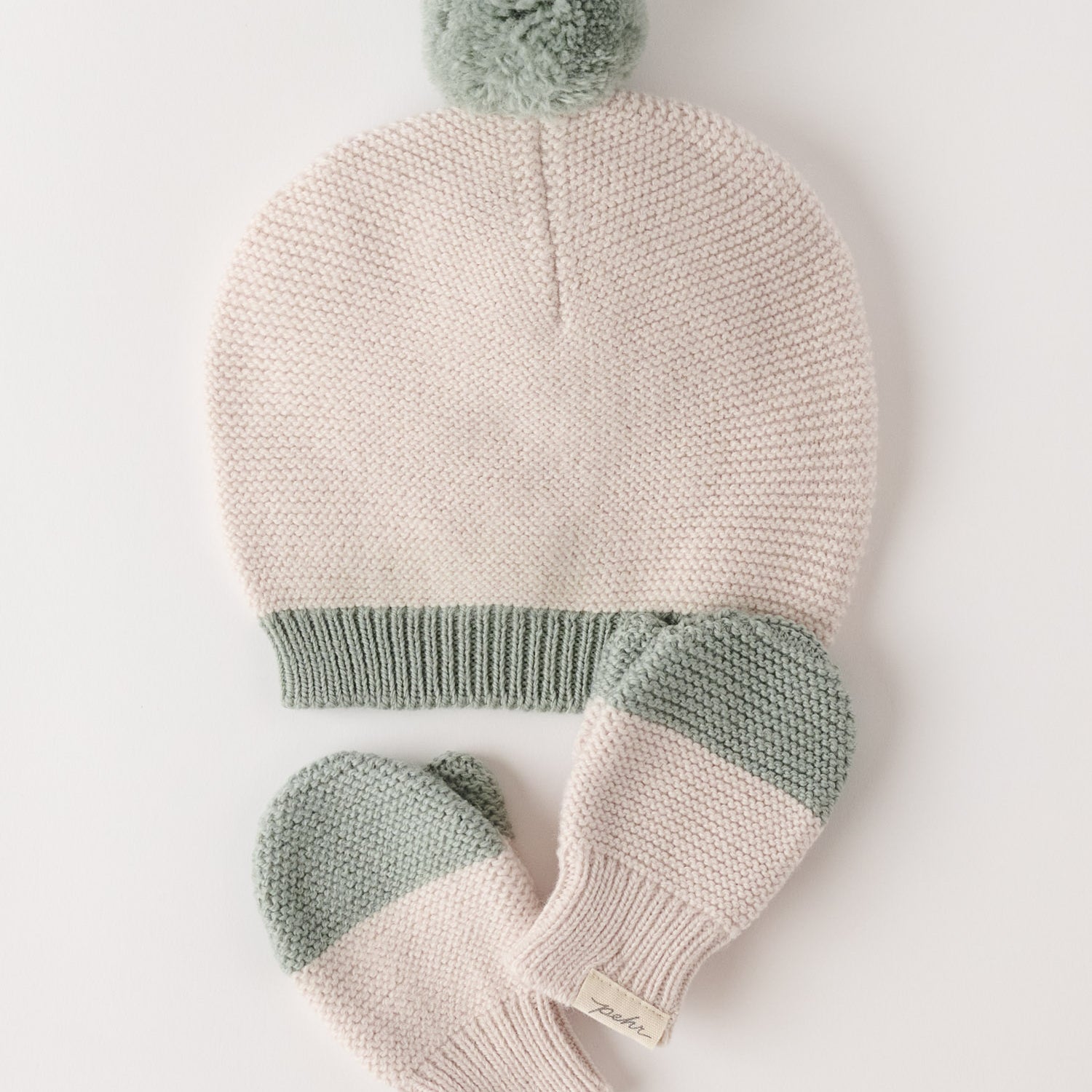 Pehr-Kids Wool Knit Hat-Natural - Sage-2