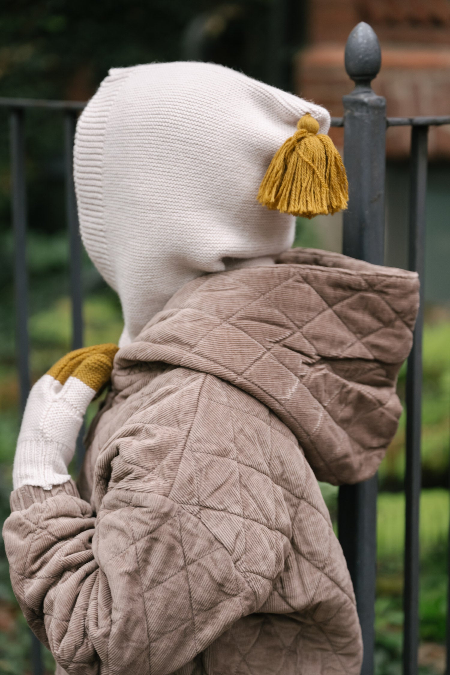 Pehr-Kids Wool Knit Balaclava-Natural - Ochre-3