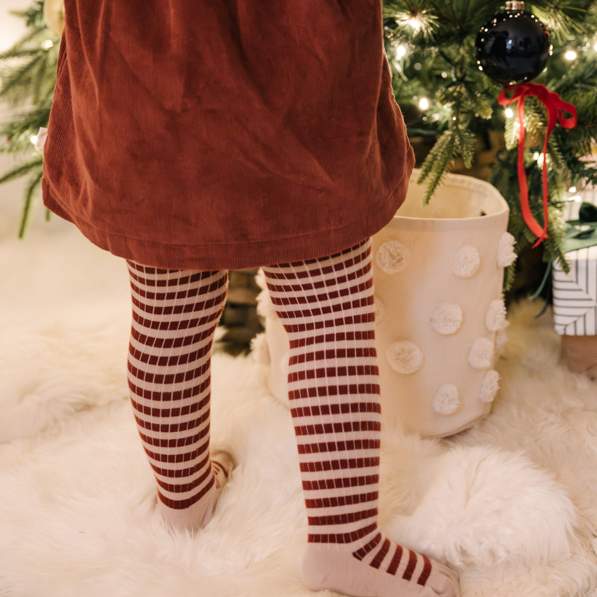 Pehr-Striped Ribbed Tights with Grips-Soft Peony - Mulberry Stripe-4