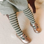 Pehr-Striped Ribbed Tights with Grips-Sage - Juniper Stripe-2