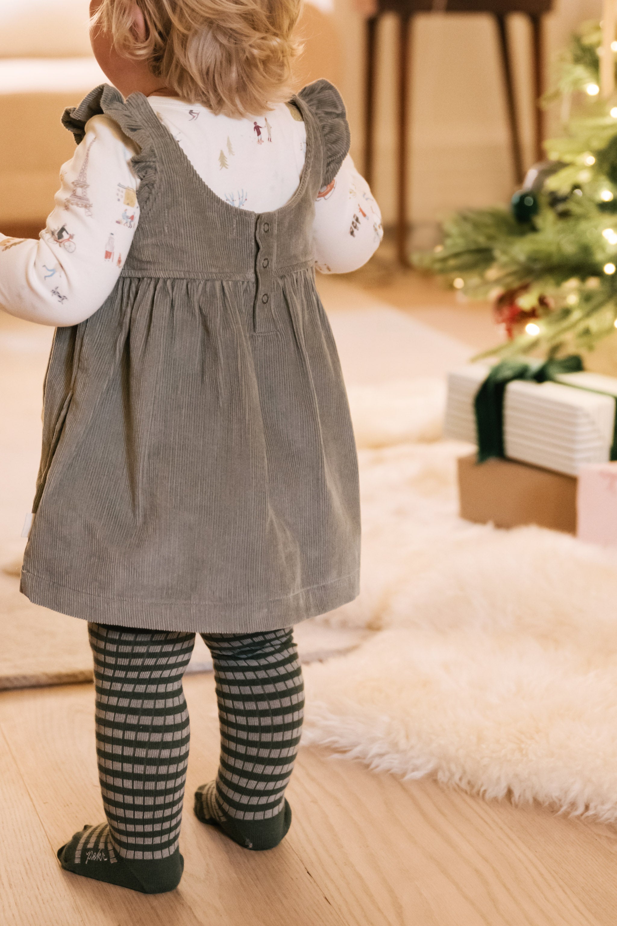 Pehr-Striped Ribbed Tights with Grips-Sage - Juniper Stripe-3