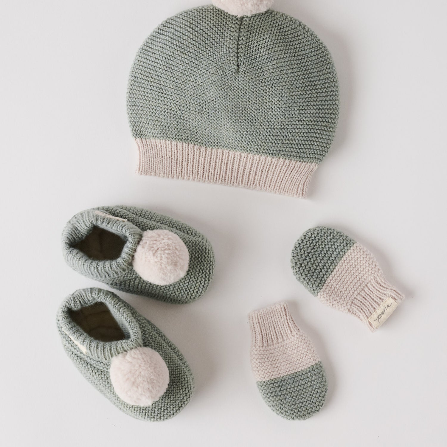 Pehr-Wool Knit Pom Pom Bootie-Sage-4