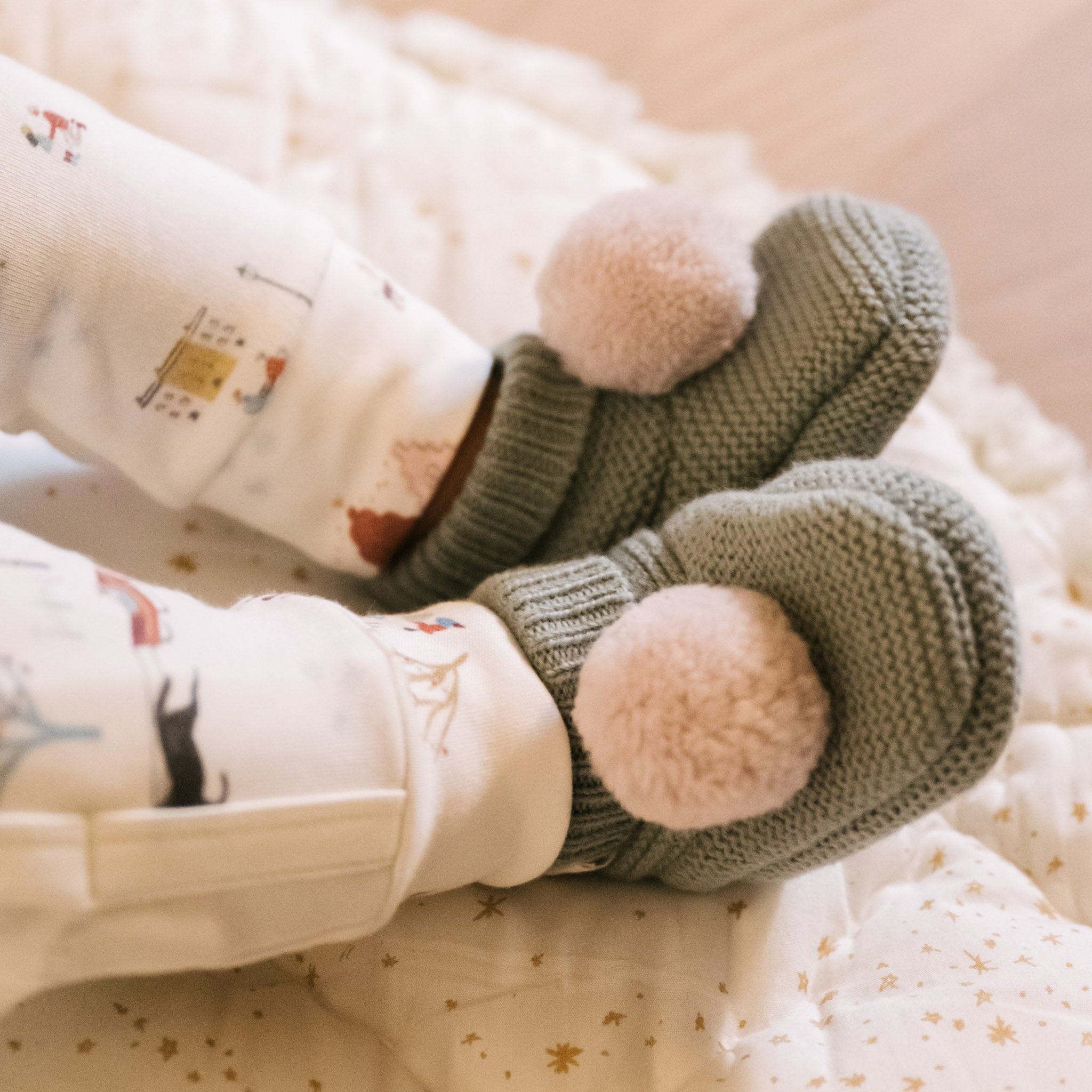 Wool Knit Pom Pom Bootie Booties Pehr Canada