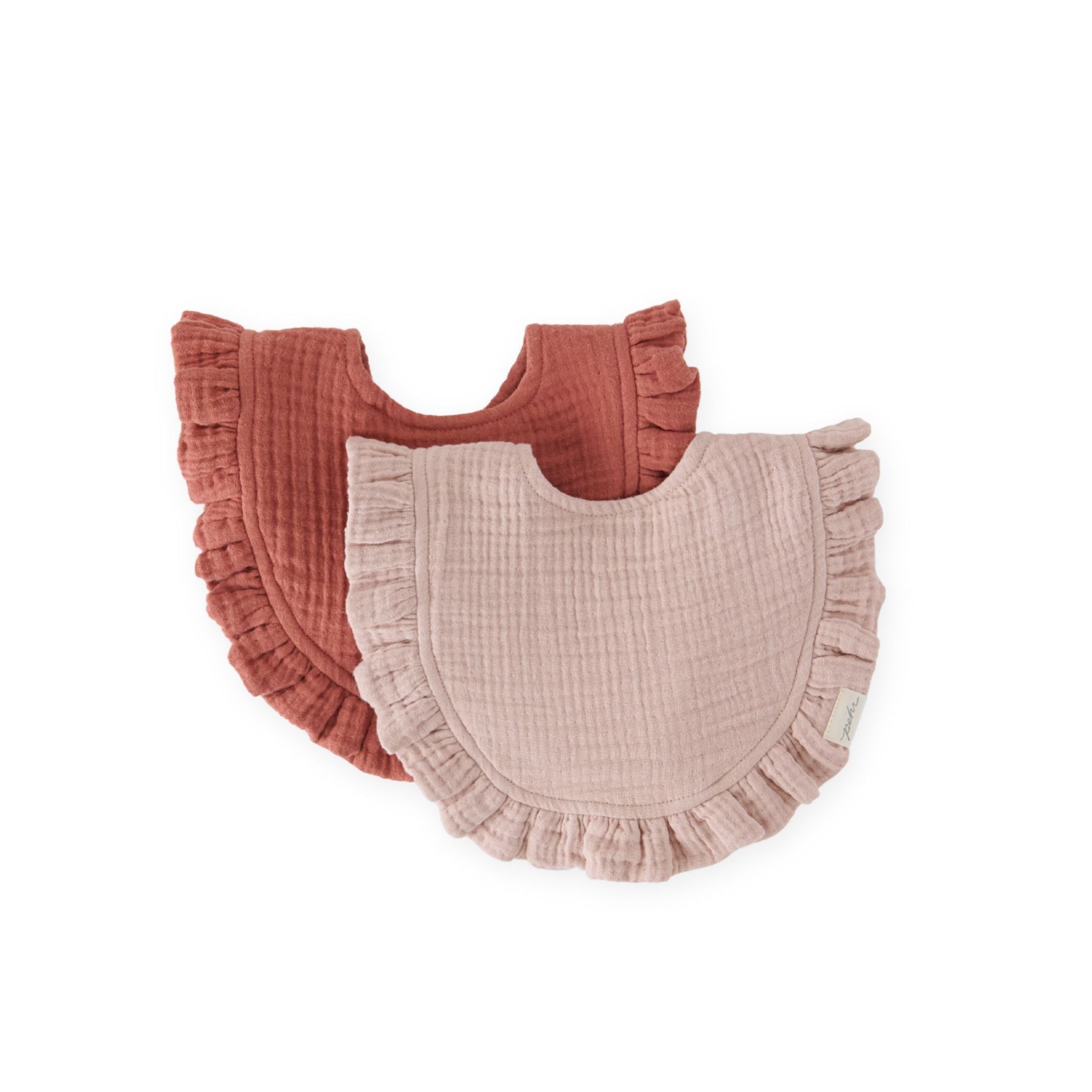 pehr-muslin gauze ruffle bib set of 2-fawn_sienna-baby-1