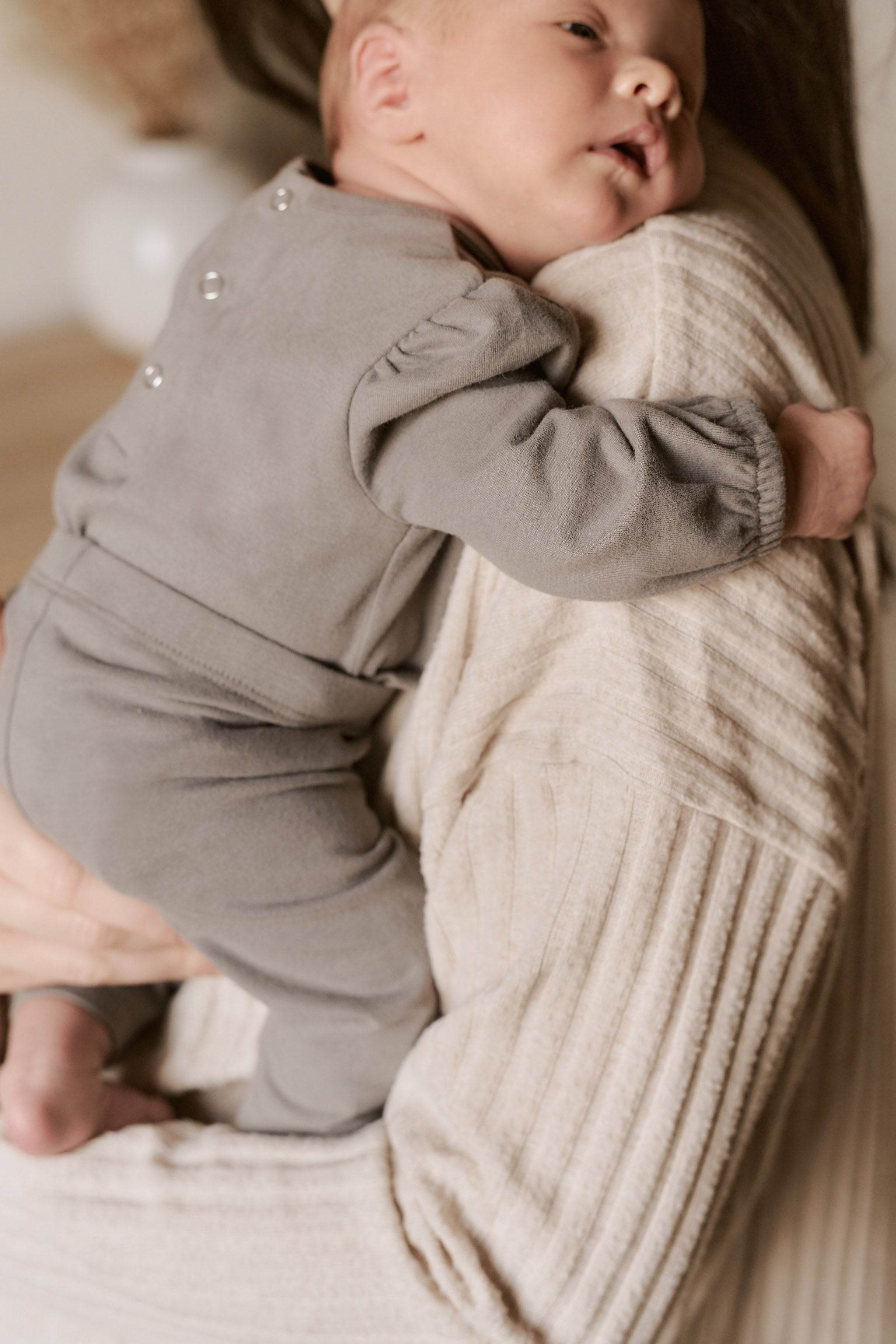 Pehr-Essentials Puff Sleeve One-Piece-Charcoal-Baby-5