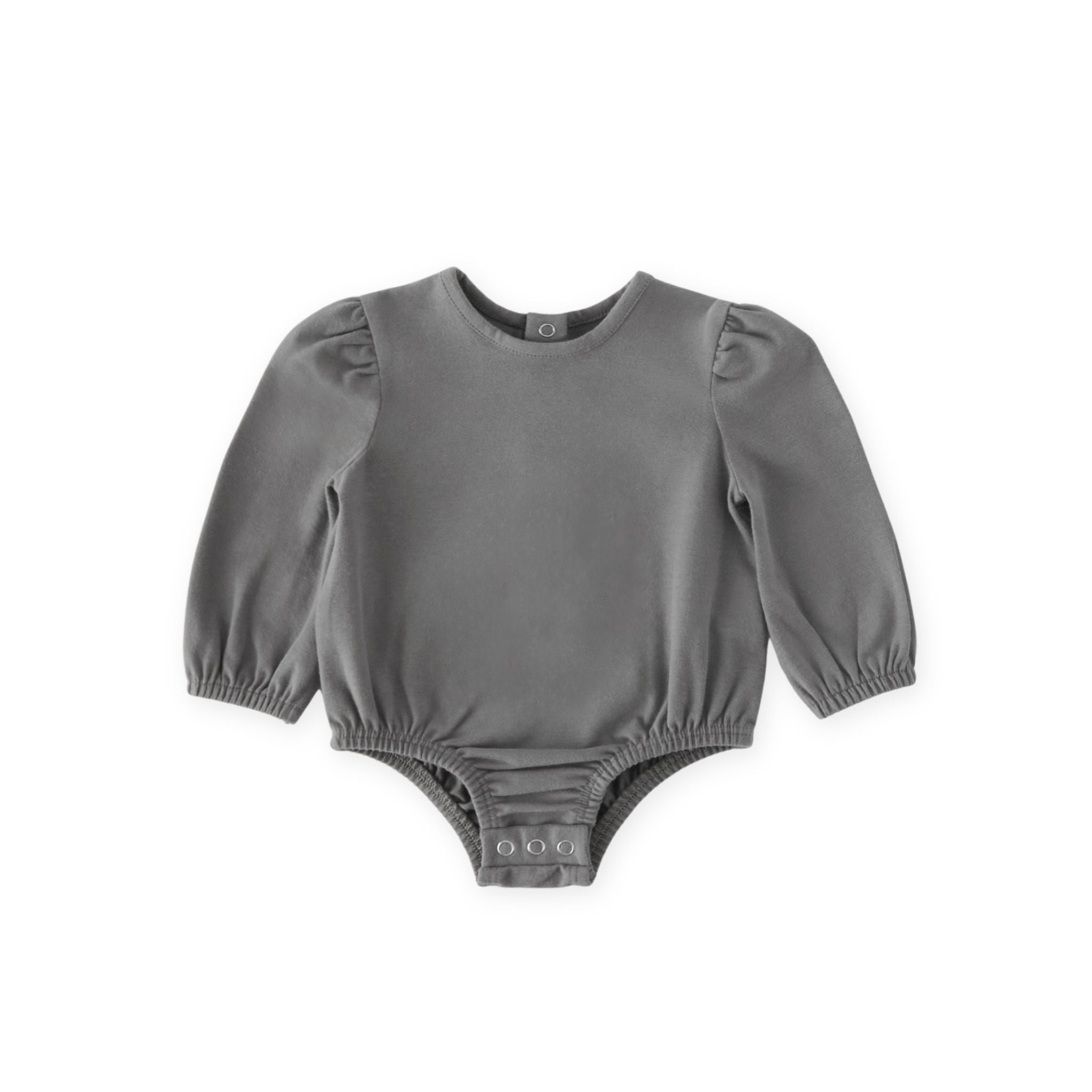 Pehr-Essentials Puff Sleeve One Piece-Newborn-Charcoal-1