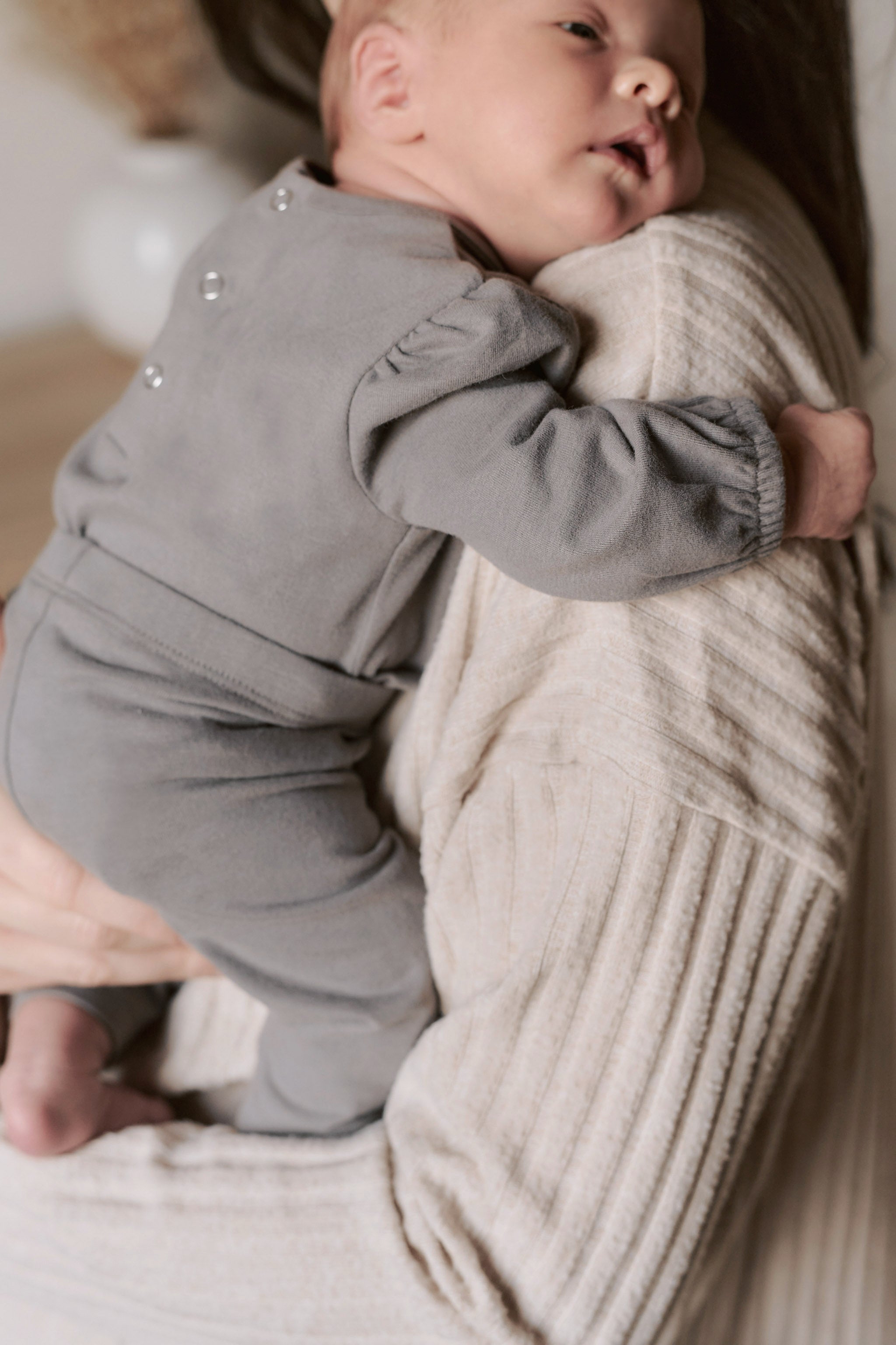 Pehr-Essentials Puff Sleeve One-Piece-Charcoal-Newborn-5