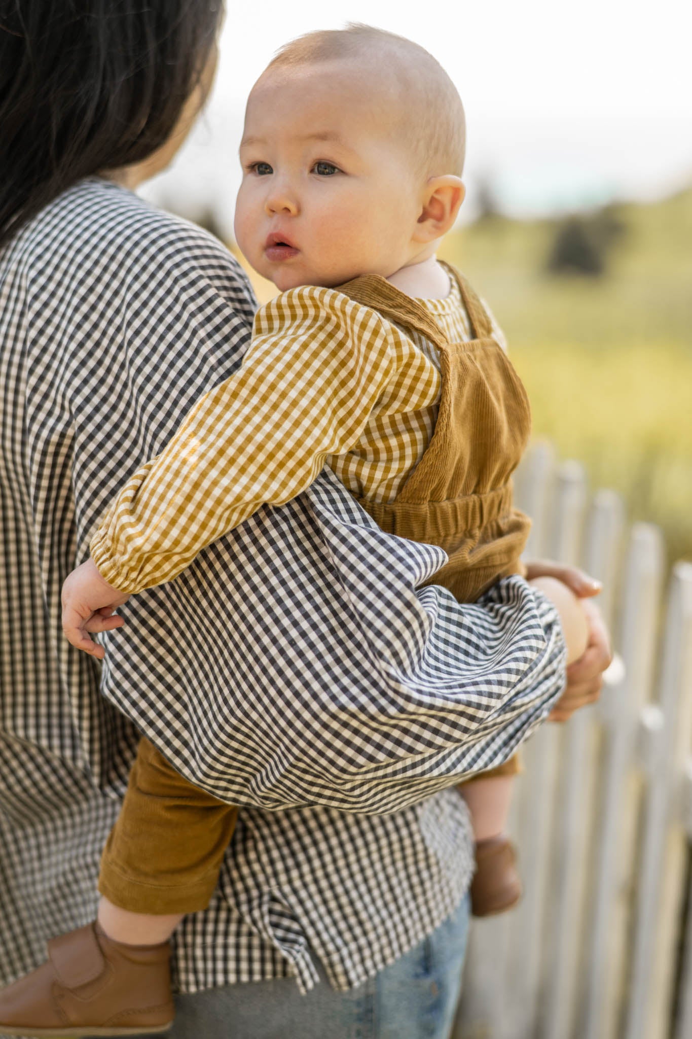 Pehr-Gingham Long Sleeve One-Piece-Dijon-3
