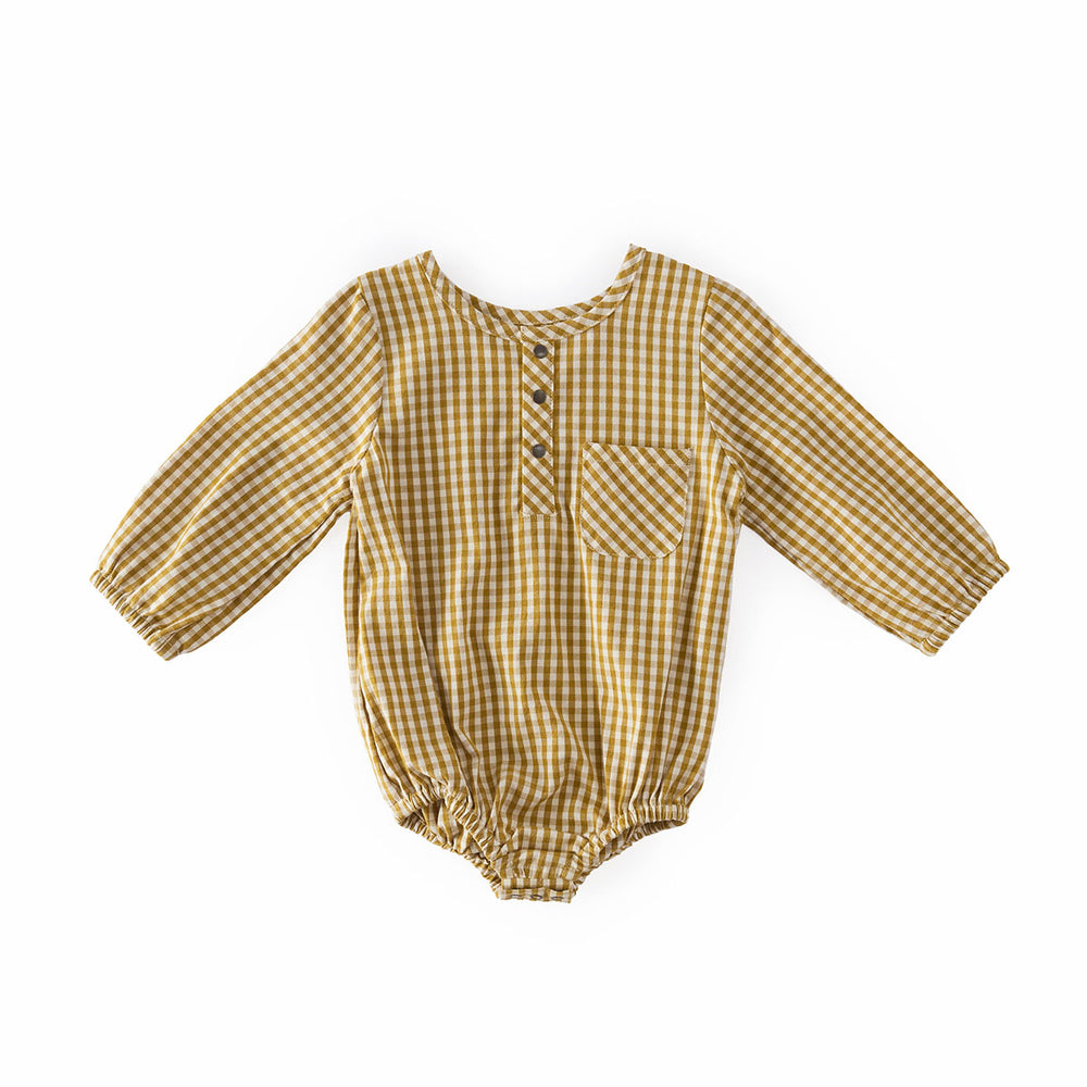 Gingham Long Sleeve One-Piece One-Piece Pehr Canada Dijon 0 - 3 mos. 