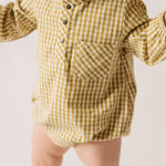 Pehr-Gingham Long Sleeve One-Piece-Dijon-4