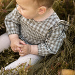 Pehr-Flannel Long Sleeve Smocked One Piece-Sage/Light Sage-3
