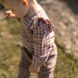 Pehr-Flannel Long Sleeve Smocked One Piece-Thistle/Light Thistle-2