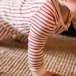 Pehr-Ribbed Baby Footless Sleeper-Stripes Away Berry-4