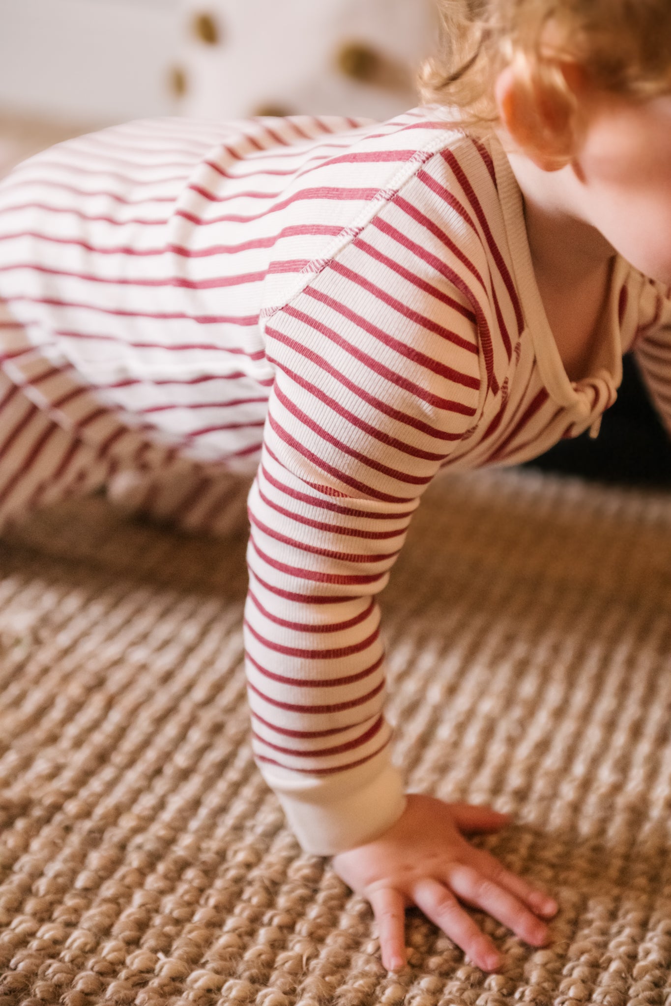 Pehr-Ribbed Baby Footless Sleeper-Stripes Away Berry-4