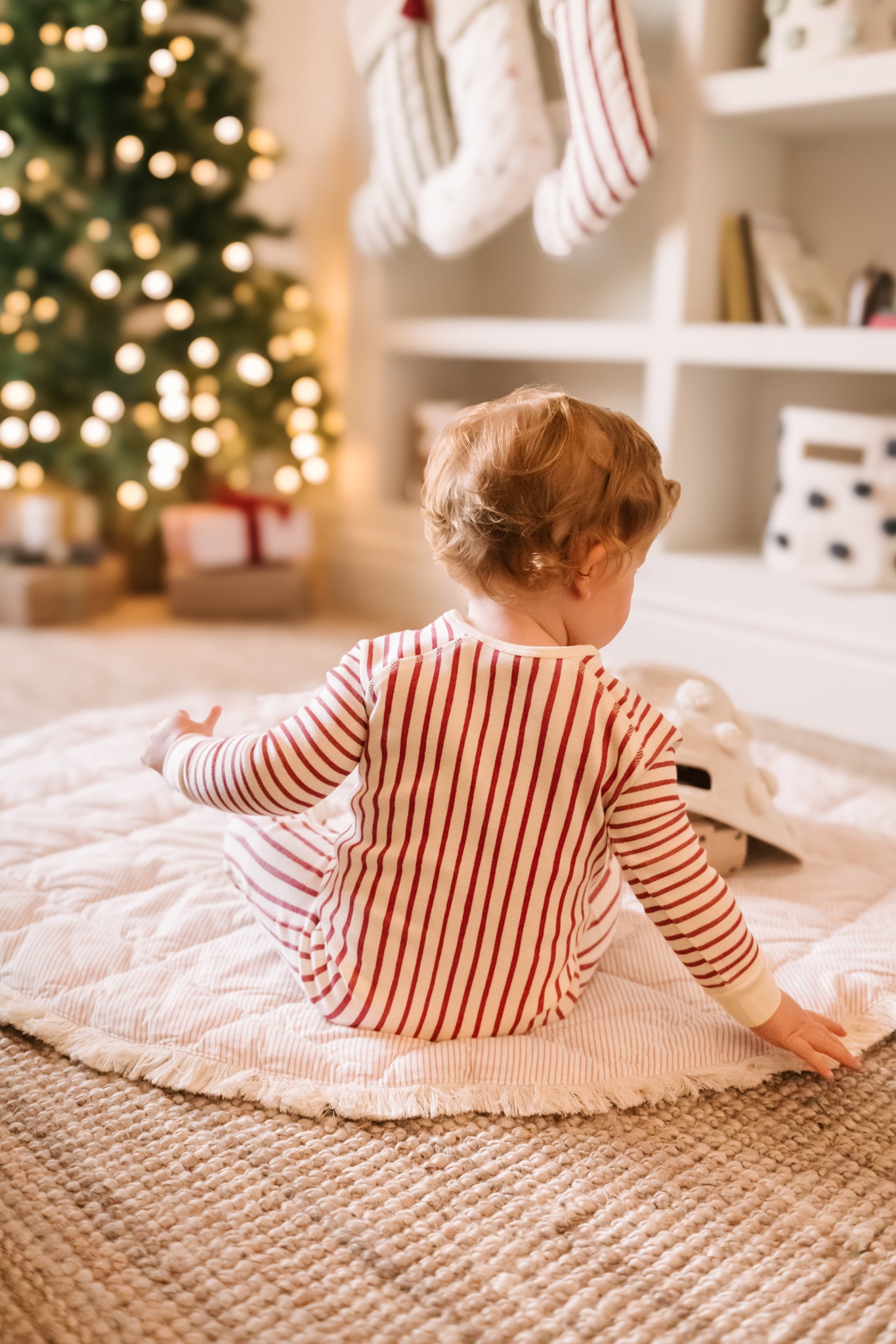 Pehr-Ribbed Baby Footless Sleeper-Stripes Away Berry-6