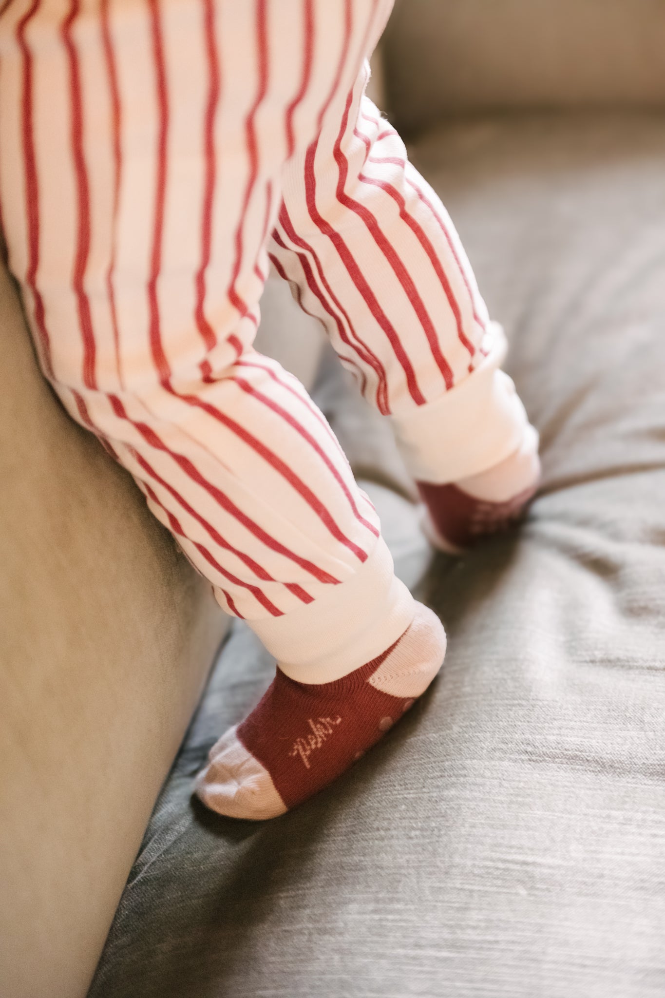 Pehr-Ribbed Baby Footless Sleeper-Stripes Away Berry-7
