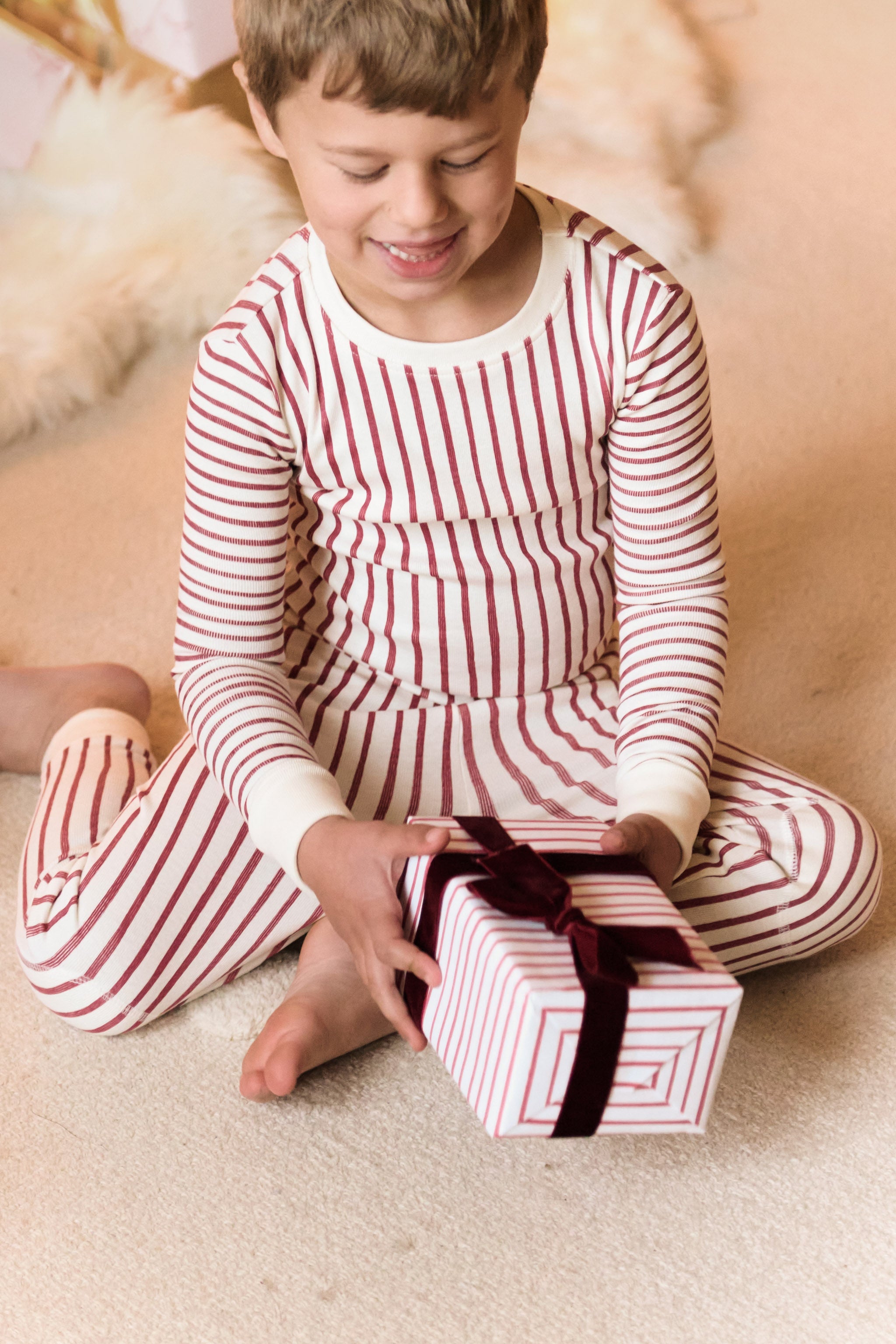 pehr-ribbed kids pajama-Stripes Away Berry-3