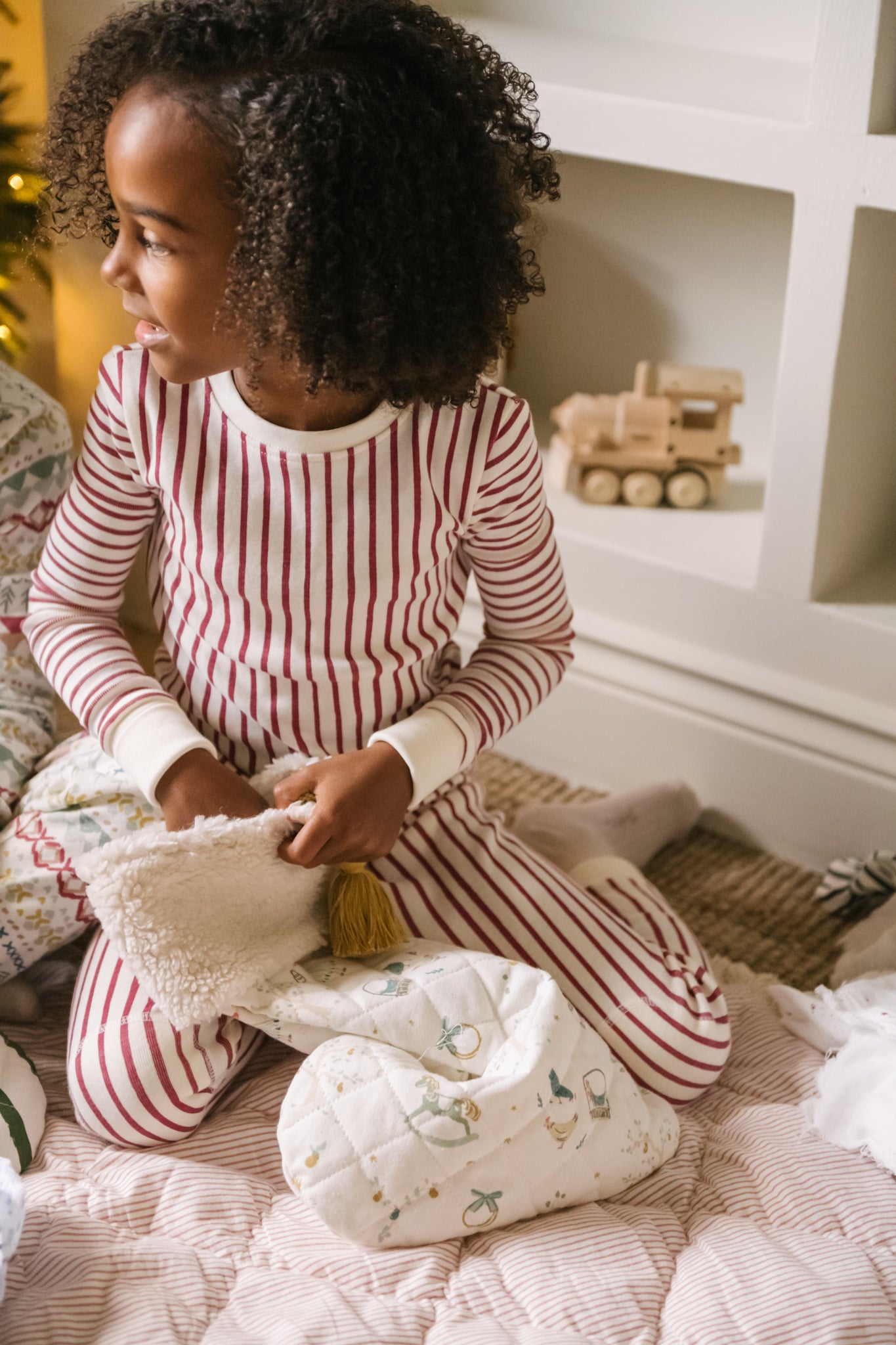 pehr-ribbed kids pajama-Stripes Away Berry-5