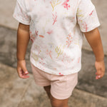 Dropped Shoulder Short Sleeve T-Shirt- Sea Bloom