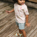 Dropped Shoulder Short Sleeve T-Shirt- Sea Bloom