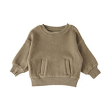 Pehr-Teddy Fleece Kids Dropped Shoulder Sweatshirt-Moss-1