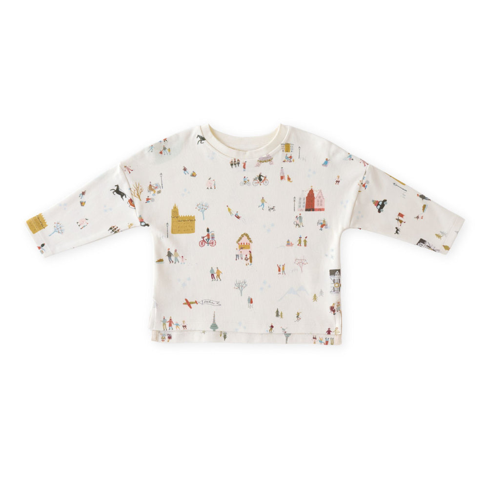 Dropped Shoulder Long Sleeve Toddler Top Top Pehr Canada Explore the World Holiday 18 - 24 mos. 