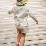 Dropped Shoulder Long Sleeve Top - Animal Shuffle