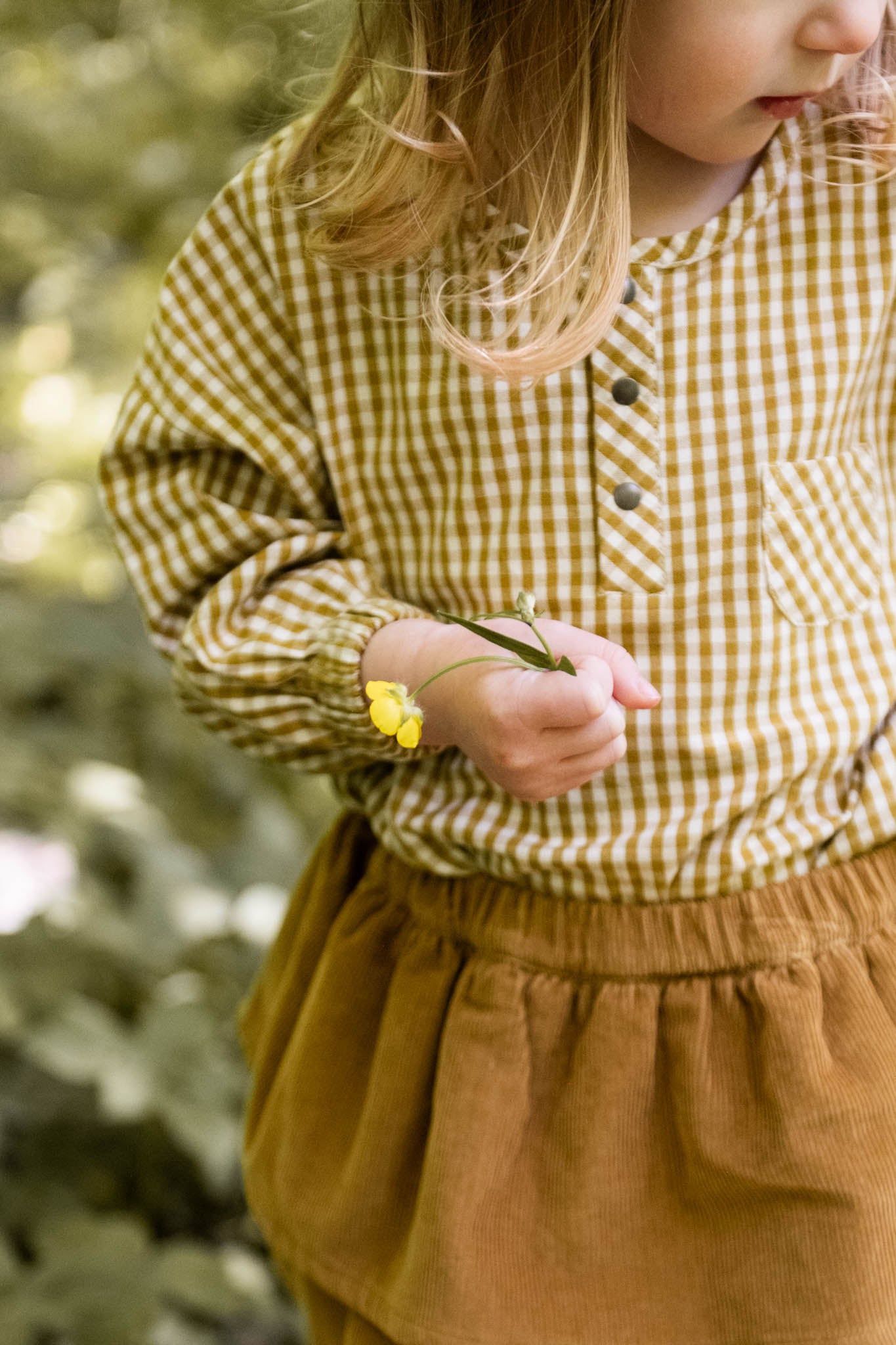 Pehr-Gingham Long Sleeve Top-Dijon-2