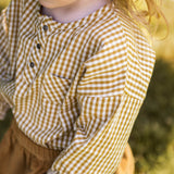 Pehr-Gingham Long Sleeve Top-Dijon-3