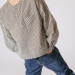 Pehr-Kids Gingham Long Sleeve Top-Indigo-3