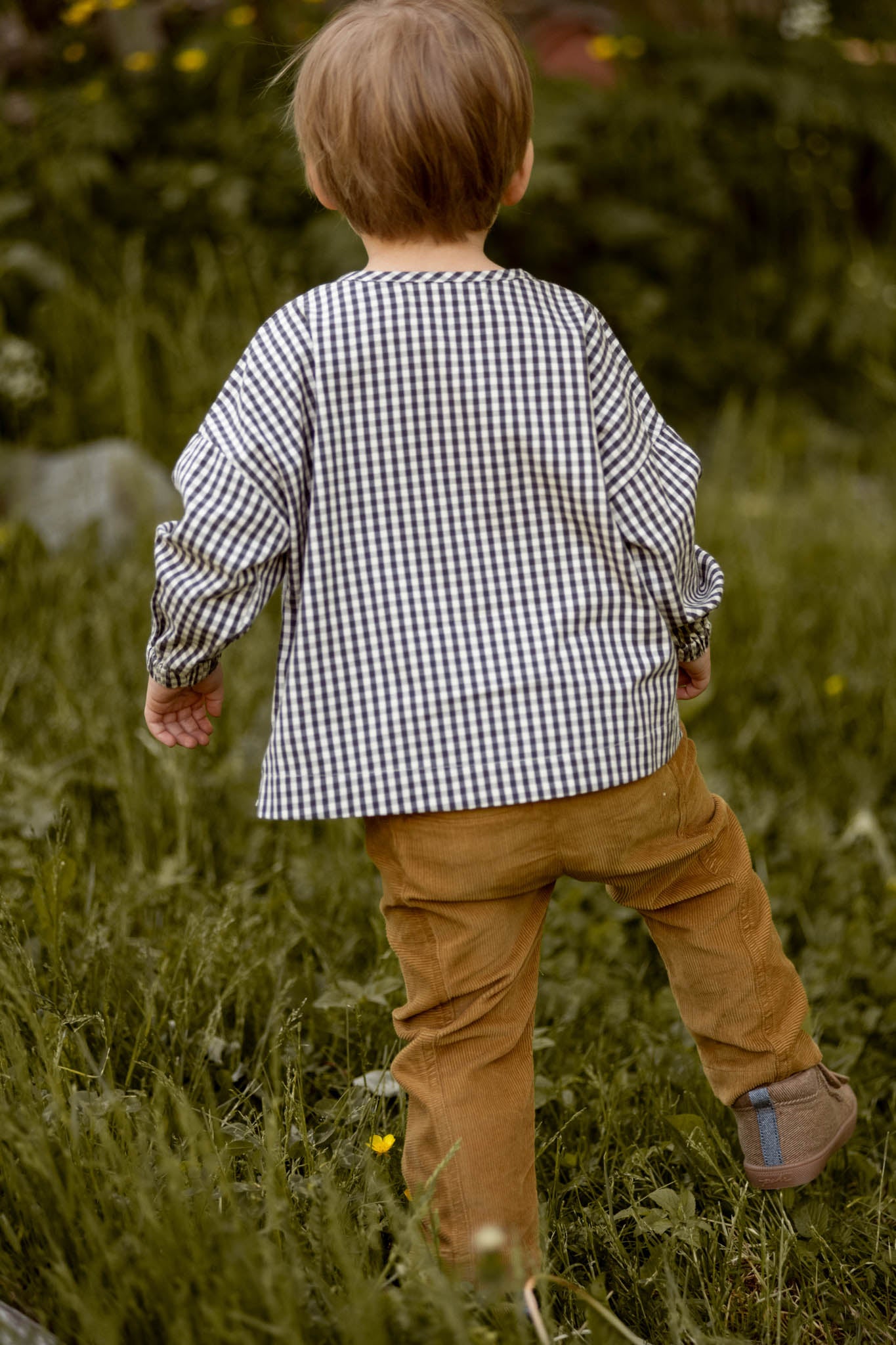 Pehr-Gingham Long Sleeve Top-Indigo-3