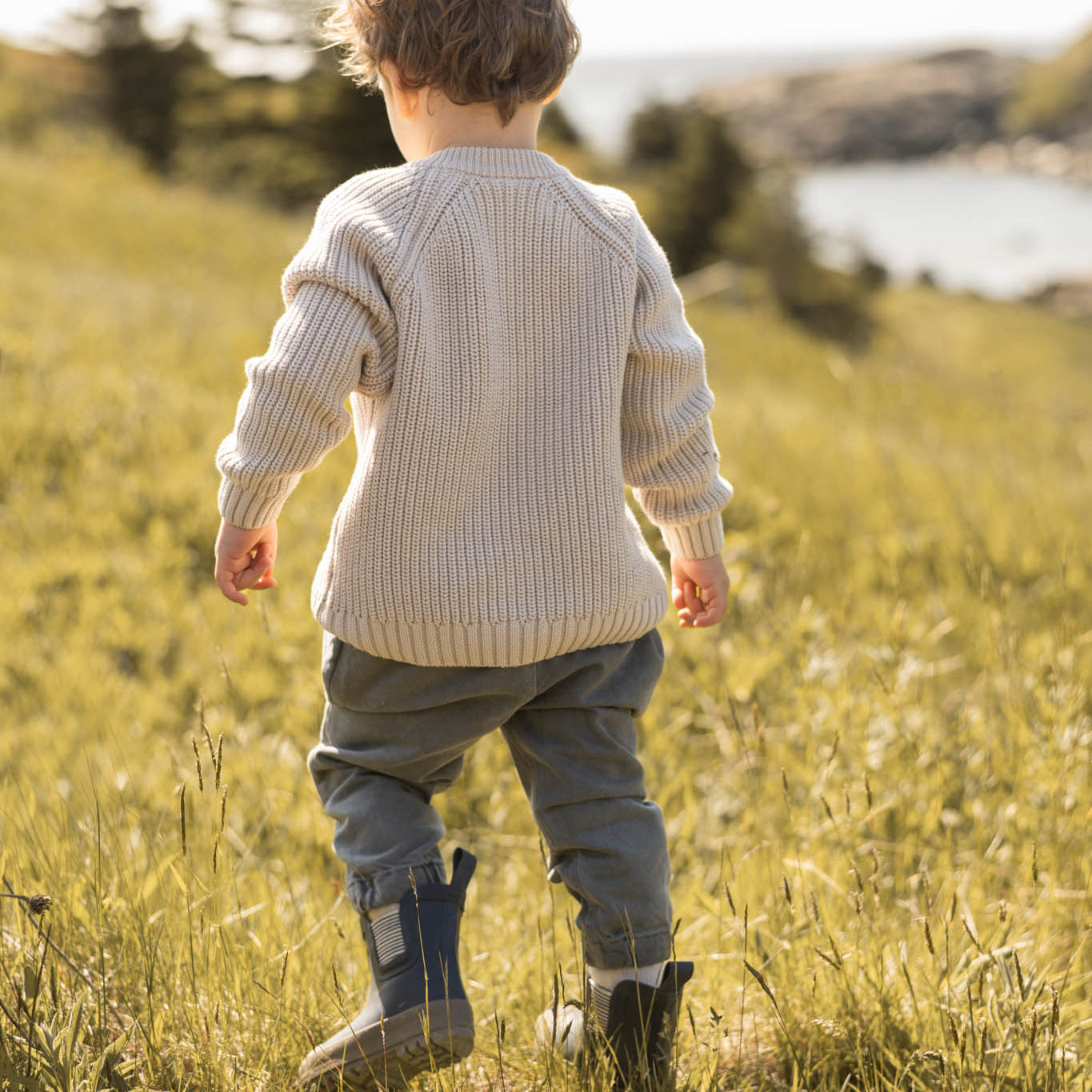 Pehr-Cotton Knit Toddler Sweater-Stone-5