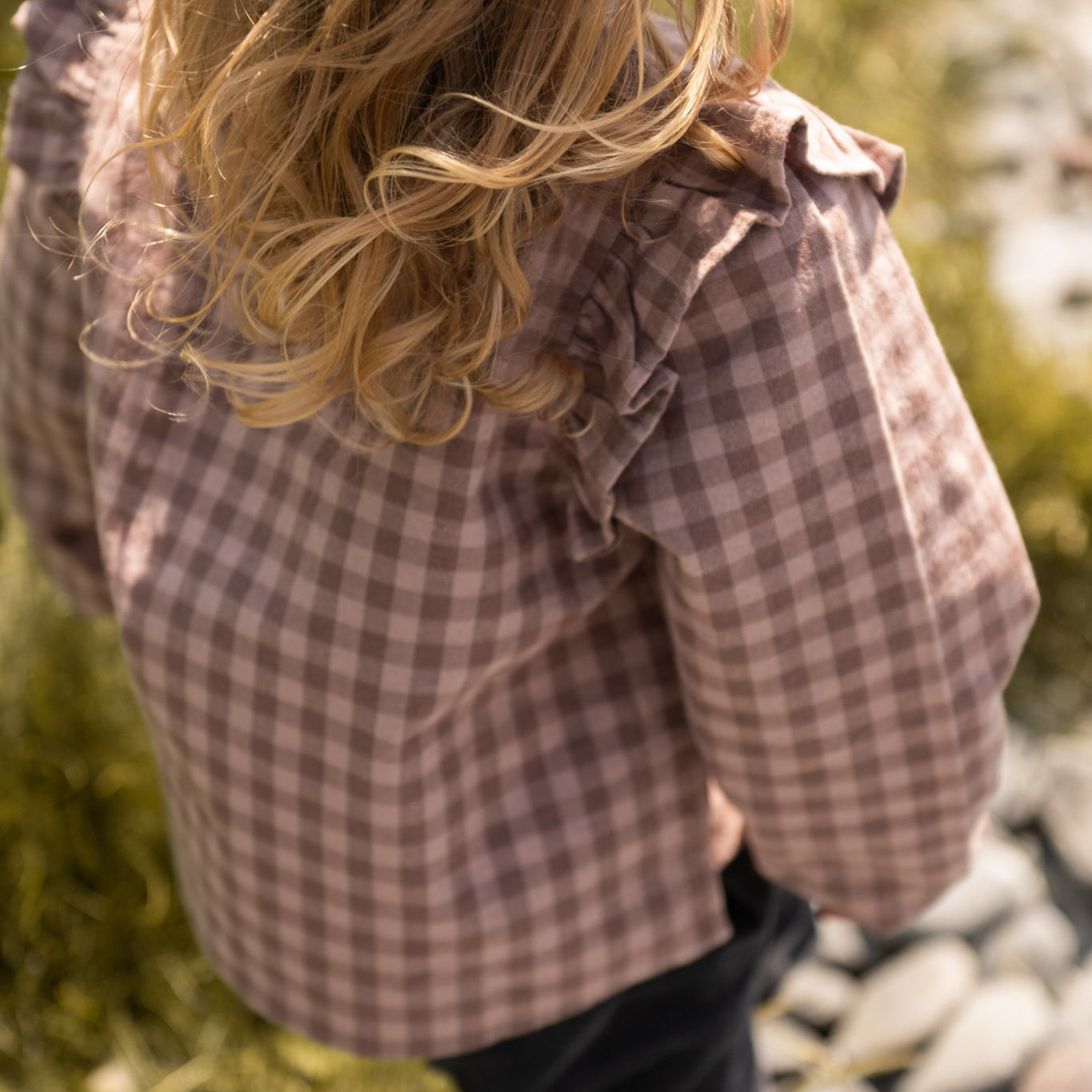 Pehr-Flannel Ruffle Top-Thistle/Light Thistle-4
