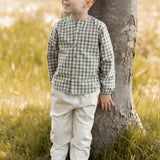 Pehr-Flannel Long Sleeve Top-Sage/Light Sage-5