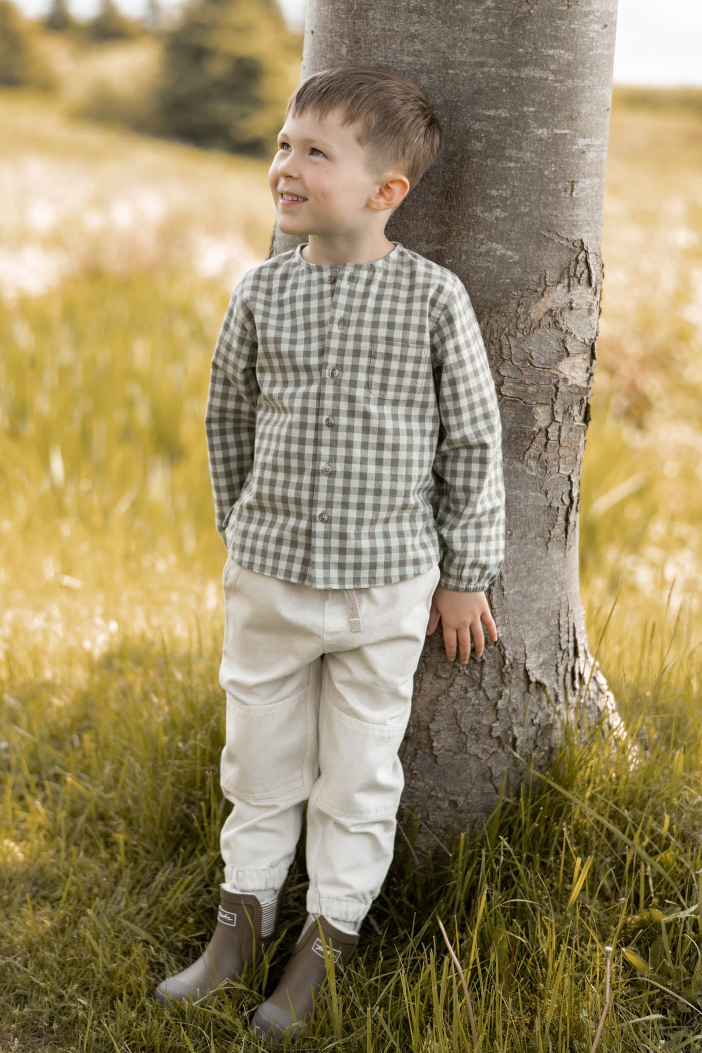 Pehr-Flannel Long Sleeve Top-Sage/Light Sage-5